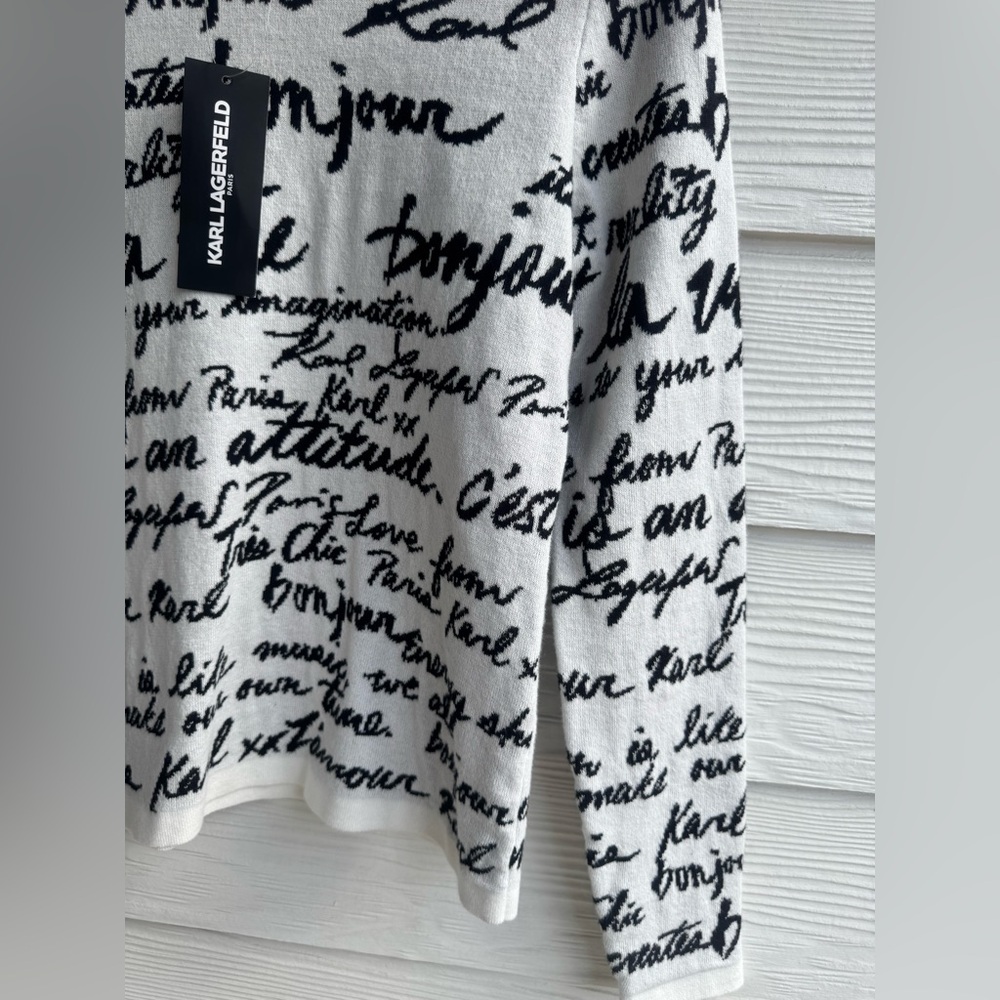 Karl Lagerfeld Black Script on White Women's sweater - Picture 4 of 8
